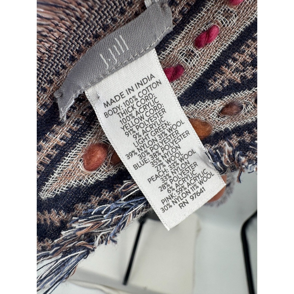 J Jill Woven Winter Bloom Embroidered Traingle Scarf Shawl Wrap 72x27 Woven Wool - Picture 8 of 13